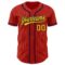Custom Red Yellow Pinstripe Navy Authentic Baseball Jersey