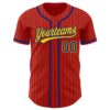 Custom Red Yellow Pinstripe Royal Authentic Baseball Jersey