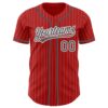 Custom Red White Pinstripe Steel Gray Authentic Baseball Jersey