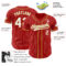Custom Red White Pinstripe Old Gold Authentic Baseball Jersey