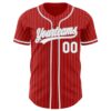 Custom Red White Pinstripe Gray Authentic Baseball Jersey