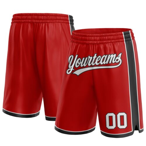 Red0614 Custom Red White-Black Authentic Basketball Shorts
