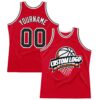 Custom Red Black-White Authentic Throwback Basketball Jersey
