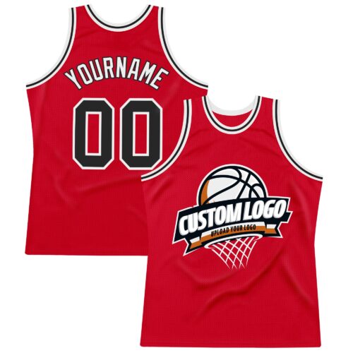 Red0623 Custom Red Black-White Authentic Throwback Basketball Jersey