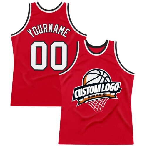 Red0624 Custom Red White-Black Authentic Throwback Basketball Jersey