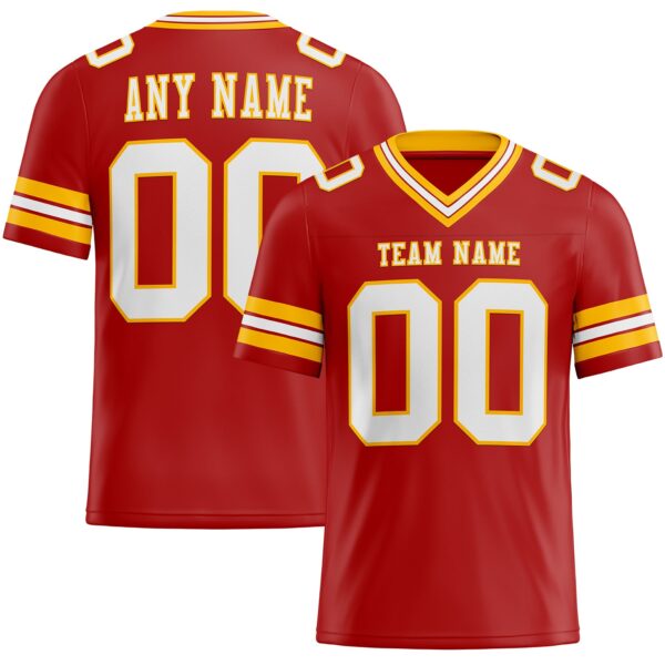 Custom Red White-Gold Authentic Football Jersey
