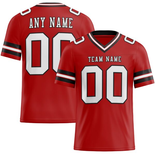 Custom Red White-Black Authentic Football Jersey