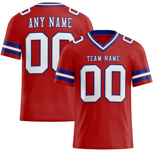 Custom Red White-Royal Authentic Football Jersey