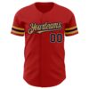 Custom Red Navy-Old Gold Authentic Baseball Jersey
