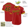 Custom Red Black-Gold Authentic Throwback Baseball Jersey