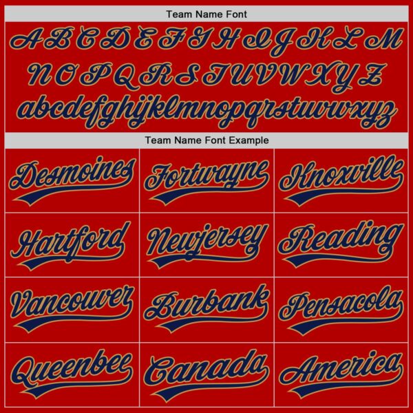 Custom Red Navy-Old Gold Authentic Throwback Baseball Jersey