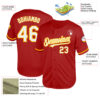 Custom Red White-Yellow Mesh Authentic Throwback Baseball Jersey