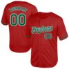 Custom Red Kelly Green-White Mesh Authentic Throwback Baseball Jersey