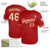 Custom Red Cream Mesh Authentic Throwback Baseball Jersey