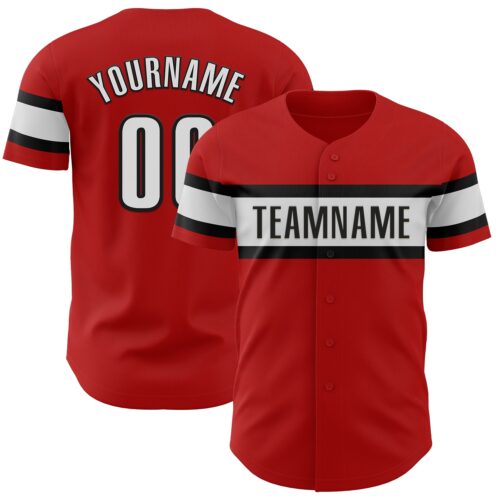 Red0754 Custom Red White-Black Authentic Baseball Jersey