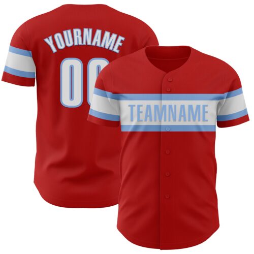 Red0758 Custom Red White-Light Blue Authentic Baseball Jersey