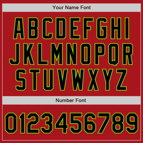 Custom Red Gray Pinstripe Black-Neon Green Authentic Baseball Jersey