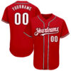 Custom Red White-Black Authentic Baseball Jersey