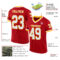 Custom Red White-Gold Mesh Authentic Throwback Football Jersey