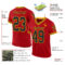 Red0781-1 Custom Red Black-Gold Mesh Authentic Throwback Football Jersey
