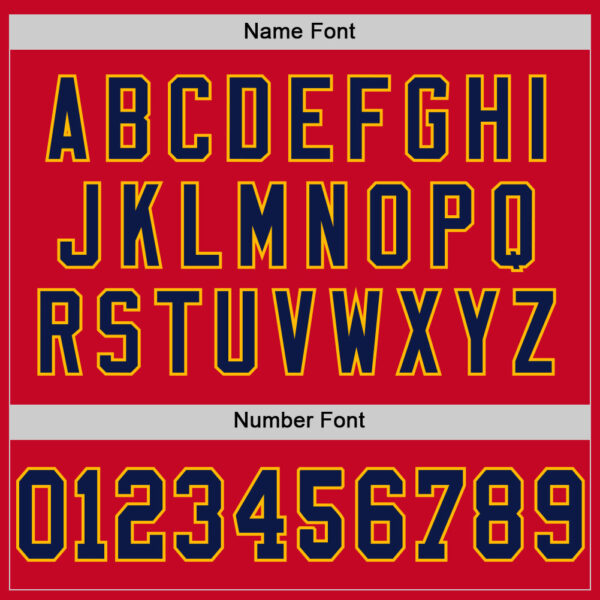 Custom Red Navy-Gold Mesh Authentic Throwback Football Jersey