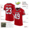 Red0785-1 Custom Red White-Black Mesh Authentic Throwback Football Jersey