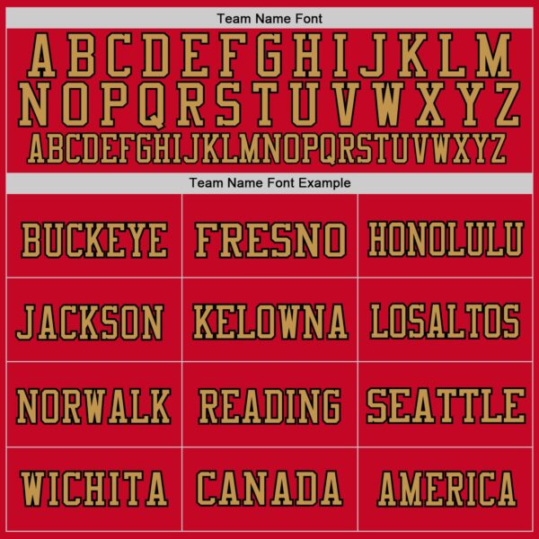 Custom Red Old Gold-Black Mesh Authentic Throwback Football Jersey