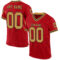 Custom Red Old Gold-Black Mesh Authentic Throwback Football Jersey