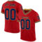Custom Red Navy-Old Gold Mesh Authentic Throwback Football Jersey
