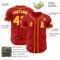 Custom Red Gold-White Authentic Baseball Jersey