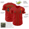 Custom Red Navy-Yellow Authentic Baseball Jersey