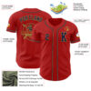 Custom Red Navy-Old Gold Authentic Baseball Jersey