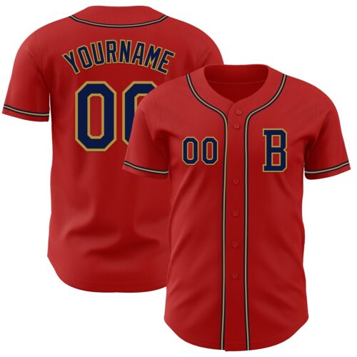 Red0865_33186870-463a-43cf-b49e-724c5be247f7 Custom Red Navy-Old Gold Authentic Baseball Jersey