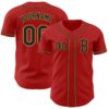 Custom Red Black-Old Gold Authentic Baseball Jersey