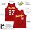 Custom Red White-Gold Authentic Throwback Basketball Jersey