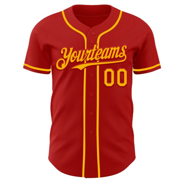 Custom Red Gold Authentic Baseball Jersey