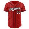 Custom Red White Pinstripe Black Authentic Baseball Jersey