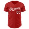 Custom Red White Pinstripe White Authentic Baseball Jersey