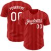 Custom Red White Pinstripe White Authentic Baseball Jersey