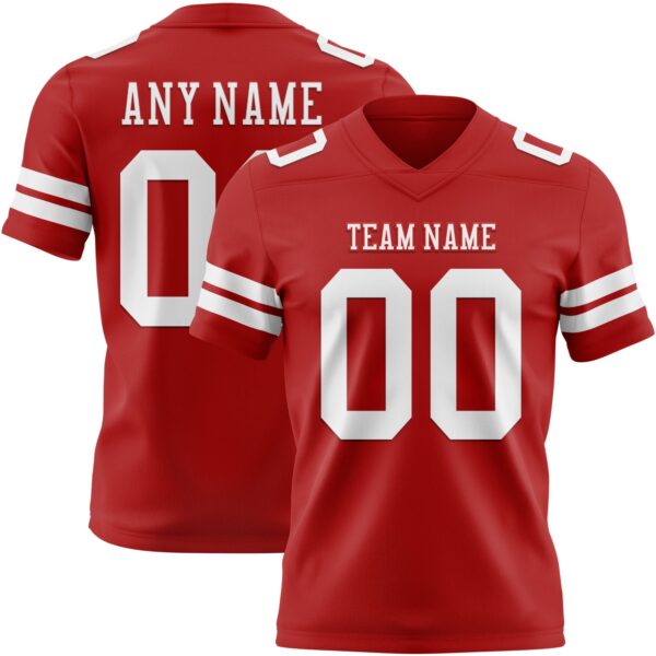 Custom Red White Authentic Football Jersey