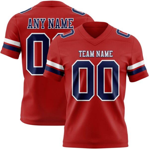 Custom Red Navy-White Authentic Football Jersey