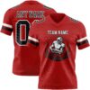 Custom Red Black-White Authentic Football Jersey