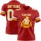 Red0894-1 Custom Red White-Gold Authentic Football Jersey