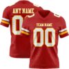 Custom Red White-Gold Authentic Football Jersey