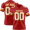 Red0894 Custom Red White-Gold Authentic Football Jersey
