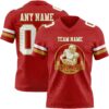 Custom Red White-Old Gold Authentic Football Jersey