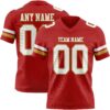 Custom Red White-Old Gold Authentic Football Jersey