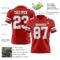 Red0896-2 Custom Red White-Gray Authentic Football Jersey
