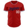 Custom Red White-Navy Authentic Baseball Jersey