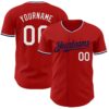 Custom Red White-Navy Authentic Baseball Jersey